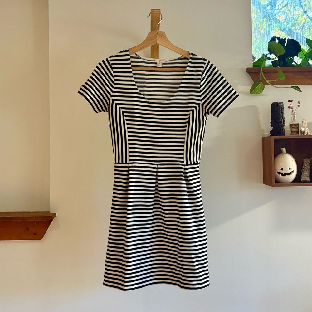 J. Crew Black and White Striped Mini Dress
